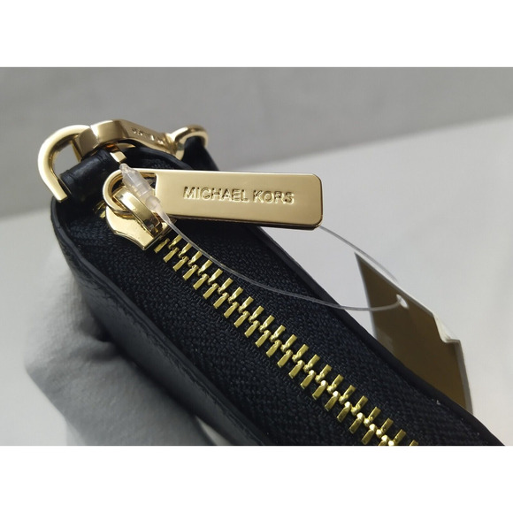 Michael Kors Jet Set Travel Black Pebbled Leather Zip Around Wallet - NWT $258 - Picture 4 of 16